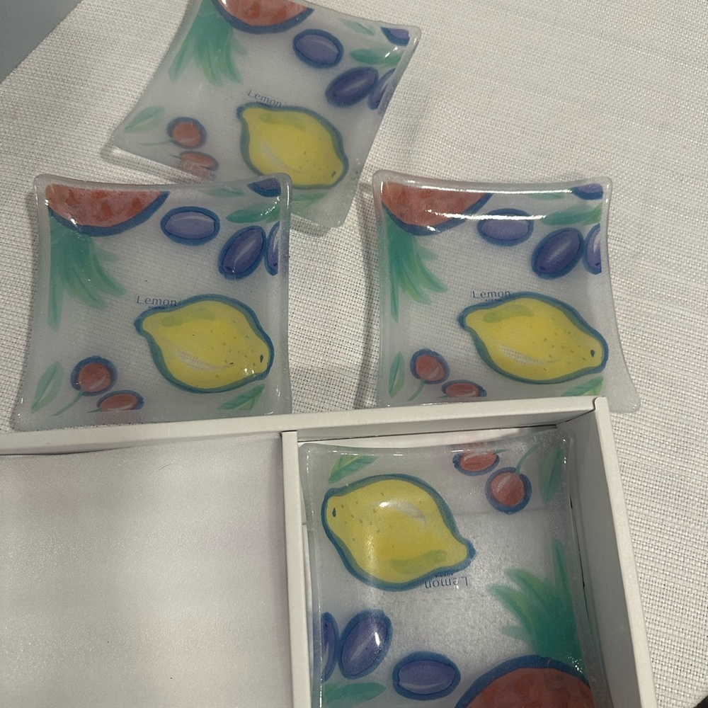 Lemon Vibrant Fruit Glass Plates Set